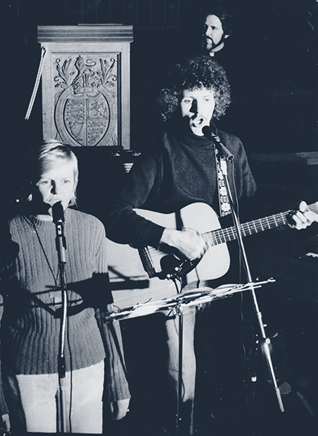 Dorothy and Robin Mann rehearsing for a Rock Mass in 1970