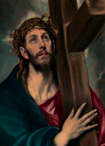 Christ carrying the cross with the crown of thorns, as painted by El Greco